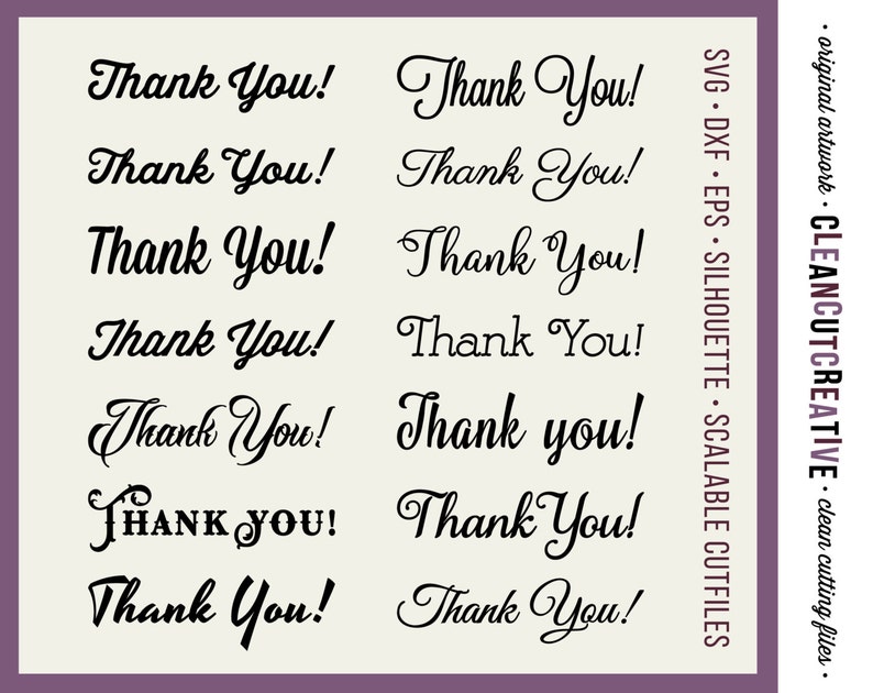 14 svg THANK YOU svg Words Add Ons Thank You card svg TIME Savers dxf eps png for Cricut & Silhouette Studio clean cutting files image 1