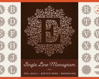 Foil Quill | Infusible Ink Pens | Single Line MANDALA MONOGRAM ALPHABET svg bundle for Cricut Silhouette Scan n Cut engraving commercial use