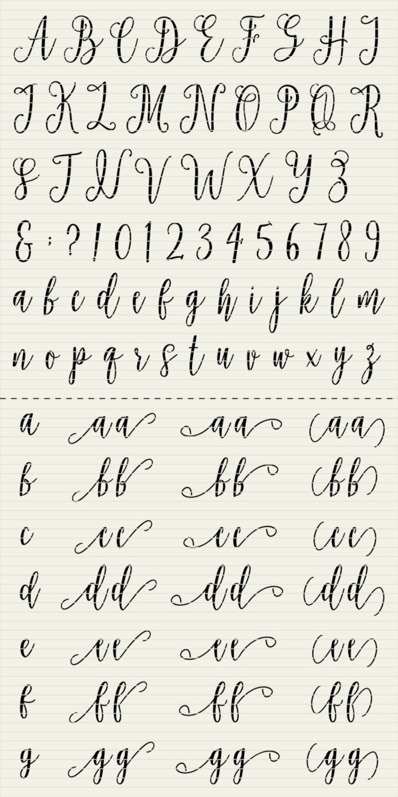 Full Alphabet SVG Fonts Cutfile Modern Handwriting - Etsy