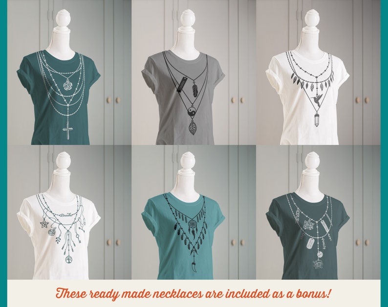 SVG Necklace svg Toolkit svg jewelry svg pendant svg name svg Boho Ibiza shirt design svg cross feather girl DXF EPS Cricut & Silhouette image 4