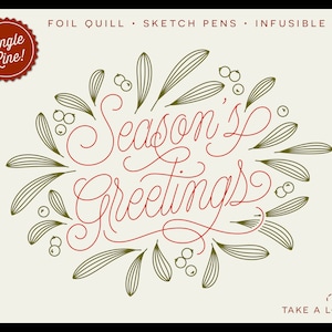 SVG Foil Quill Designs Season's Greetings svg Kerst schets bestand voor Cricut Silhouette Scan n Cut | enkele lijn trekken fcm dxf wrmk kaart