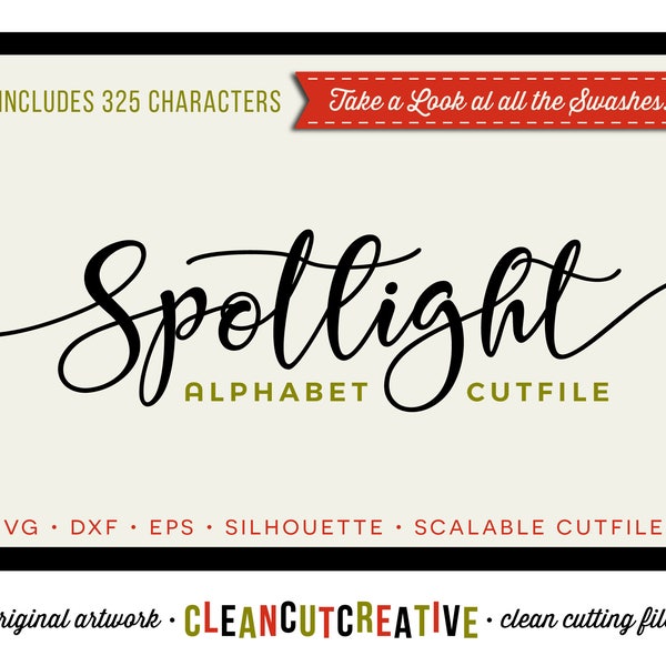 Spotlight SVG Font Alphabet for Cricut font svg Script Alphabet Clipart PNG high resolution letters fancy calligraphy swashes hearts digital