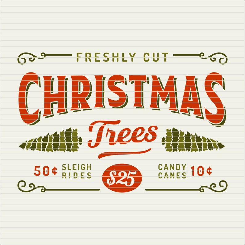 Fresh cut trees SVG Christmas Vintage svg Christmas Truck svg farm wood sign rustic retro candy cane sleigh Cricut Silhouette commercial image 3