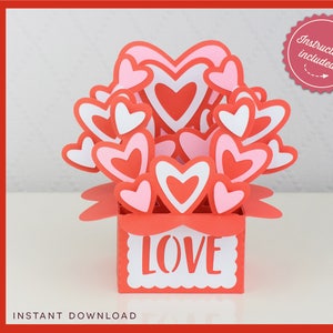 SVG Box Card svg card in a box 3D SVG Love Valentine Heart Exploding Box Card Design Gift Friend - Cricut & Silhouette - clean cutting files