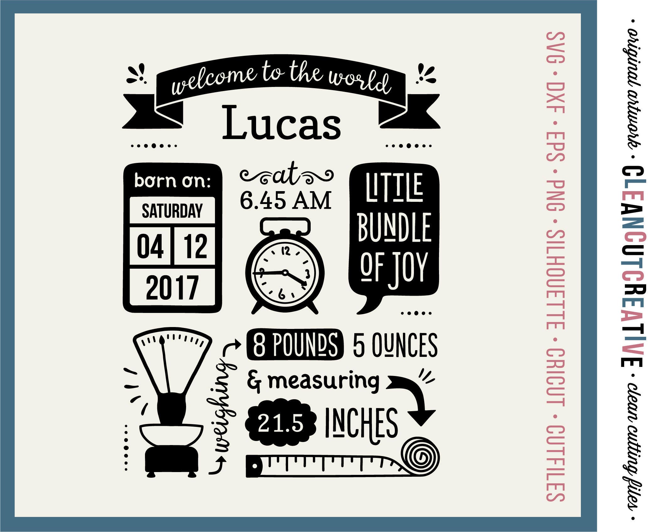 Download Svg Birth Stats Template Svg Birth Announcement Svg Baby Stats Etsy