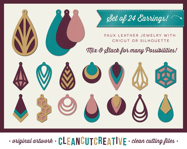 Download SVG Faux Leather Earrings svg teardrop stacked cutout ...