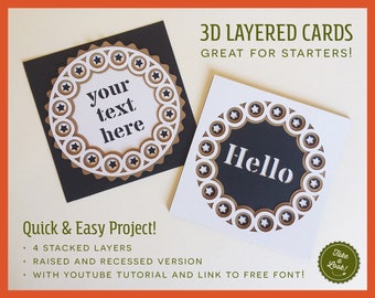 3D LAYERED CARDS svg | stacked paper greeting cards | Quick Easy for starters paper craft idea Cricut Silhouette Scan n Cut commercial use