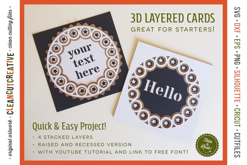 Download 3D LAYERED CARDS svg stacked paper greeting cards Quick | Etsy