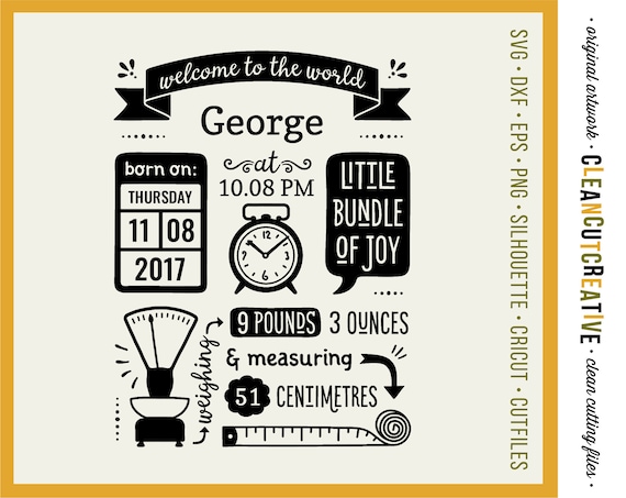Download Svg Birth Stats Template Uk Version Svg Birth Announcement Svg Etsy