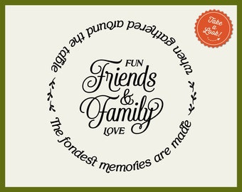 SVG Friends & Family svg Fondest Memories Gathered Table svg - lazy susan wood round serving tray apron kitchen - Cricut Silhouette cutfile
