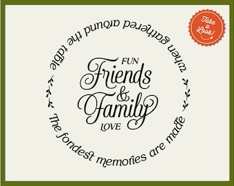 SVG Friends & Family svg Fondest Memories Gathered Table svg - lazy susan wood round serving tray apron kitchen - Cricut Silhouette cutfile