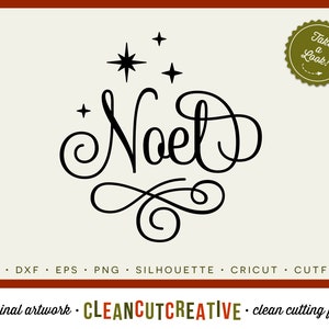 SVG Noel svg Natal Noel svg fonte sofisticada redemoinhos estrelas redemoinhos ornamento arquivo cortado a laser - eps dxf png Cricut & Silhouette - uso comercial