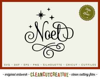SVG Noel svg Navidad Noel svg fuente elegante girando estrellas remolinos ornamento de corte láser archivo - eps dxf png Cricut & Silhouette - uso comercial