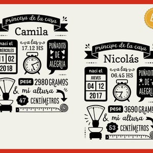 Anúncio de Nacimiento SVG Birth Stats Template ES version svg Anúncio de Nascimento em Espanhol svg Baby Stats svg - Cricut Silhouette eps dxf png