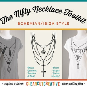 SVG Necklace svg Toolkit svg jewelry svg pendant svg name svg Boho Ibiza shirt design svg cross feather girl DXF EPS Cricut & Silhouette image 1