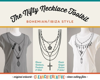 SVG Necklace svg Toolkit svg jewelry svg pendant svg name svg Boho Ibiza shirt design svg cross feather girl DXF EPS Cricut & Silhouette