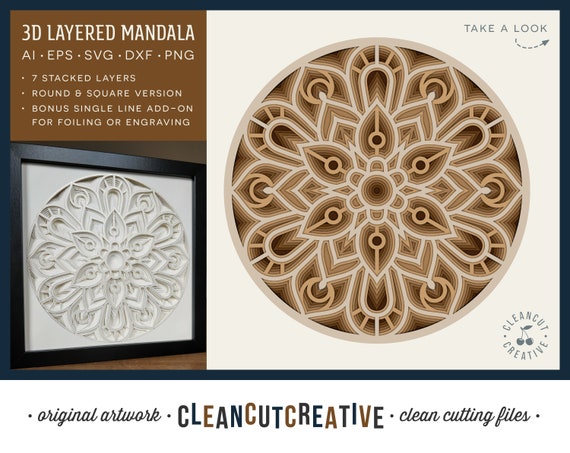 Download 3d Layered Mandala Svg Stacked Paper Art Shadow Box Cricut Etsy