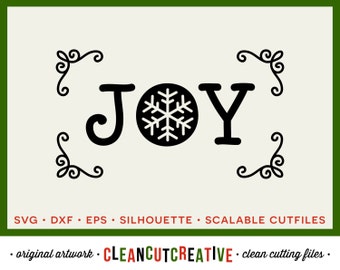 SVG Joy svg Winter svg christmas svg vintage christmas ornament snowflake joy file design sign - dxf eps - Cricut & Silhouette cutting file