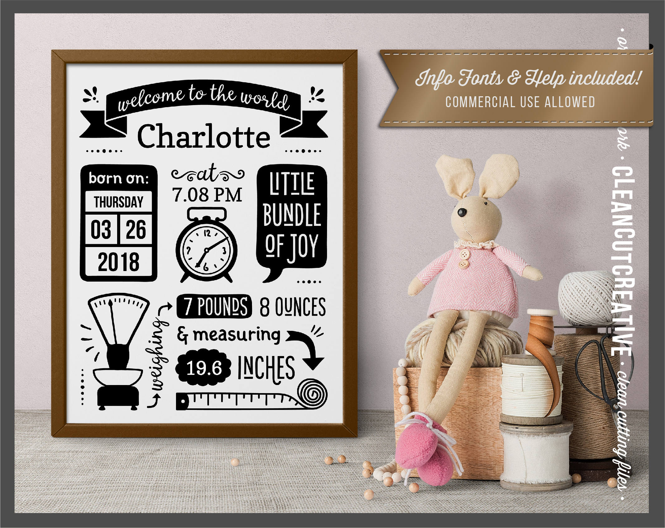 SVG Birth Stats Template Svg Birth Announcement Svg Baby Stats | Etsy UK
