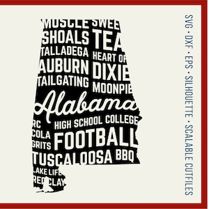 SVG Alabama svg Alabama State svg shirt design football sweet tea moonpie svg DXF PNG Cricut - Silhouette - commercial clean cutting files