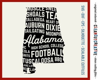 SVG Alabama svg Alabama State svg shirt design football sweet tea moonpie svg DXF PNG Cricut & Silhouette - commercial clean cutting files