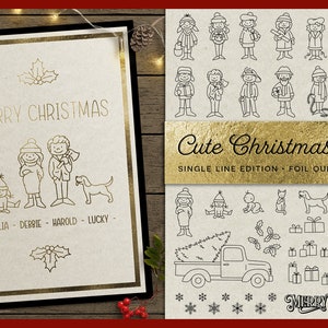 Foil Quill Edition - Cute Christmas Clan - familie figuren SVG ontwerpt BUNDEL voor Cricut Silhouette Scan n Cut | stick mensen tekens wrmk