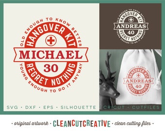 SVG Birthday Hangover Kit svg 21st 30th 40th 50th Birthday Party svg Recovery Kit svg Regret Nothing svg - Cricut Silhouette commercial use