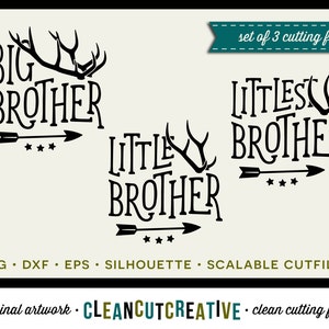 SVG Big Brother Little Brother svg antlers svg arrow svg SET DISCOUNT dxf eps png Cricut & Silhouette clean cutting commercial files image 1
