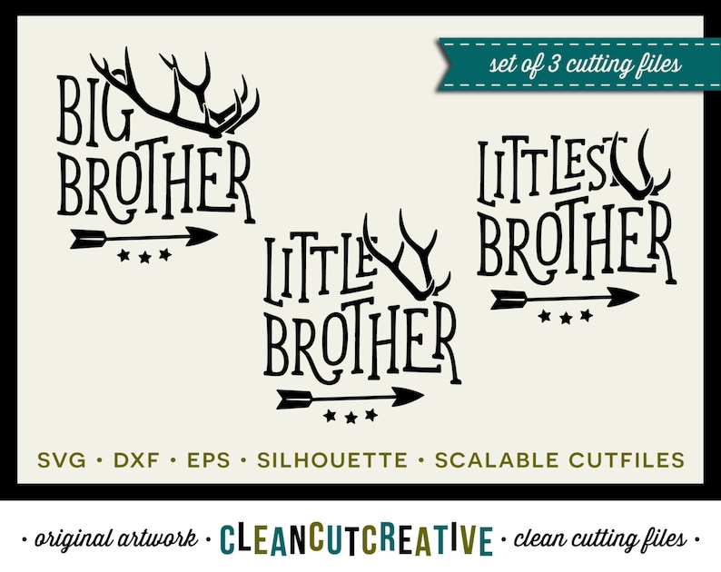 SVG Big Brother Little Brother svg antlers svg arrow svg SET DISCOUNT dxf eps png Cricut & Silhouette clean cutting commercial files image 1