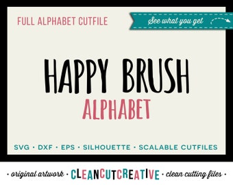 Full Alphabet SVG Fonts Cutfile Clipart - Fun Happy Brush cricut font dxf eps PNG clip art letters Cricut & Silhouette Cameo- commercial use