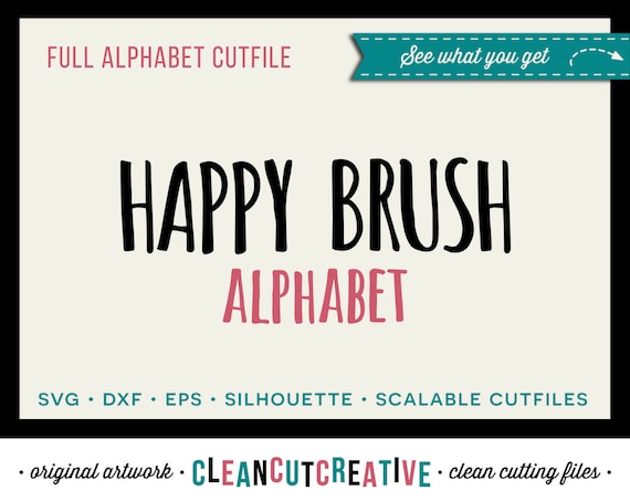Full Alphabet SVG Fonts Cutfile Fun Happy Brush cricut font | Etsy