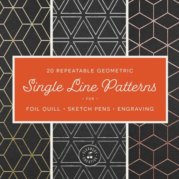 SVG Foil Quill Designs 20 Geometric Single Line Patterns BUNDLE for Cricut Silhouette Brother Scan n Cut seamless clipart | commercial use