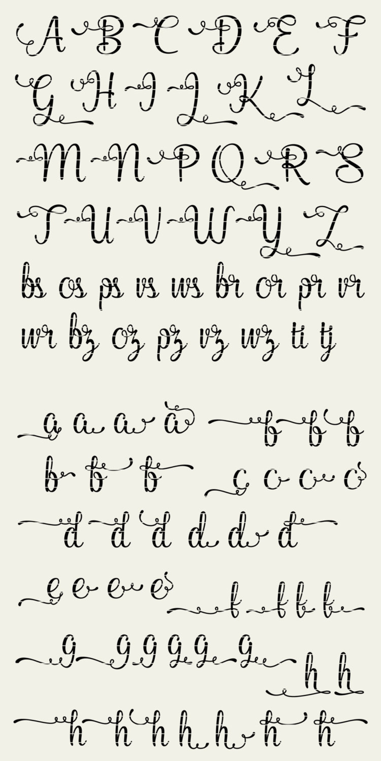 Full Alphabet SVG Fonts Cutfile Elegant Swash Script Cricut - Etsy