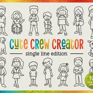 foil quill STICK FAMILY svg | figures people custom cartoon characters | single line edition draw sketch | Cricut Silhouette design files