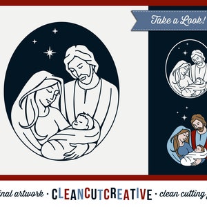 SVG Nativity SVG baby Jezus Mary Joseph SVG heilige familie SVG geloof Religous believ kerst SVG DXF EPS PNG Cricut & silhouet-commerciële