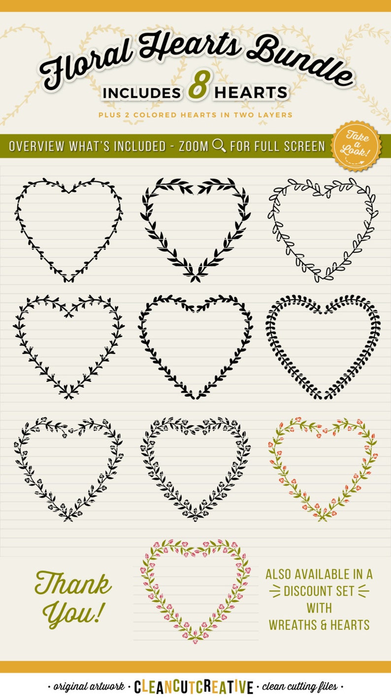 Download FLORAL MEGA BUNDLE svg wreath svg laurel svg heart svg | Etsy