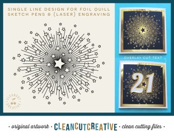 svg Foil Quill Design STARBURST svg archivo de boceto de una sola línea para Cricut Silhouette Scan n Cut / engraving glowforge fcm wrmk star background
