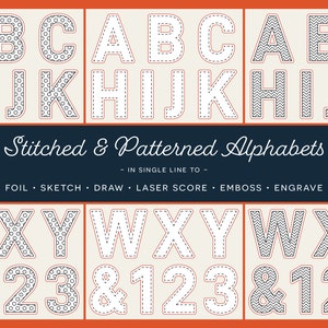SVG Alphabet für Folien quill | Gestickte und gemusterte Buchstaben | Single Line Skizzendateien zur Kartenherstellung mit Cricut Silhouette Scan n Cut