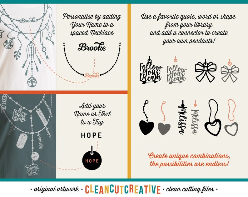 SVG Necklace svg Toolkit svg jewelry svg pendant svg name svg Boho Ibiza shirt design svg cross feather girl DXF EPS Cricut & Silhouette image 3