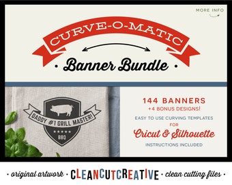 svg CURVE-O-MATIC Banner Bundle svg Curved Text Banners svg Banner Toolkit for Cricut & Silhouette svg Bonus Bundle - commercial use cutfile