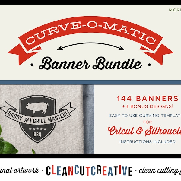 svg CURVE-O-MATIC Banner Bundle svg Curved Text Banners svg Banner Toolkit voor Cricut & Silhouette svg Bonus Bundle - commercieel gebruik cutfile