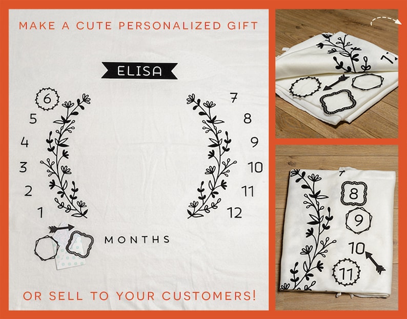 Download Craft Supplies Tools Commercial Use Svg Baby Monthly Milestone Blanket Svg Personalized Blanket Cutfile Design For Cricut Silhouette Scan N Cut Sublimation Png Templates