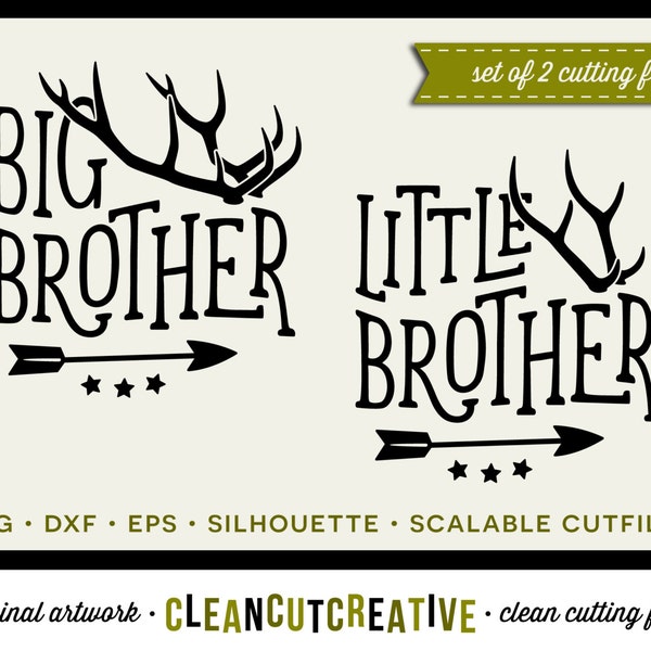 SVG Big Brother Little Brother svg antlers svg arrow svg deer rack svg SET DISCOUNT - dxf eps png - Cricut & Silhouette clean cutting files