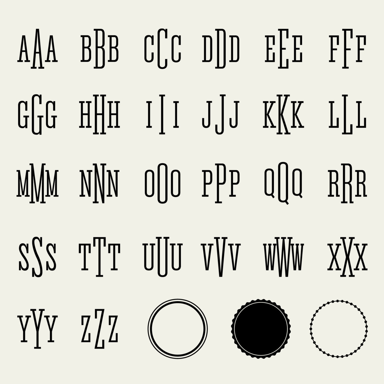 SVG ラウンド 3 文字モノグラム フォント svg DXF EPS - モダン ファッション スタイル - Cricut および  Silhouette Cameo 用 - デジタル カット ファイル - 商用利用 - Etsy 日本