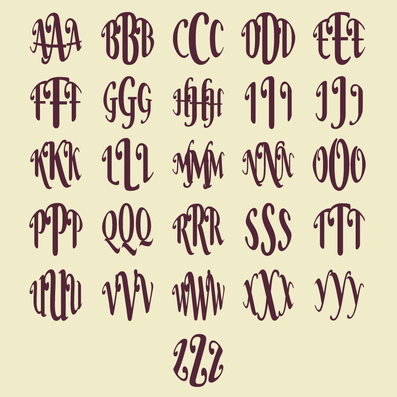 Download Svg Round Monogram Font SVG DXF EPS Swash Elegant Curly | Etsy