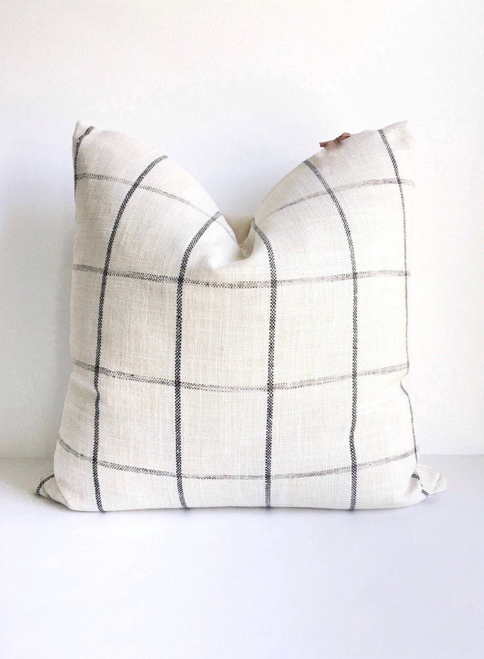 Cream and black plaid pillow cover 18x18 Etsy