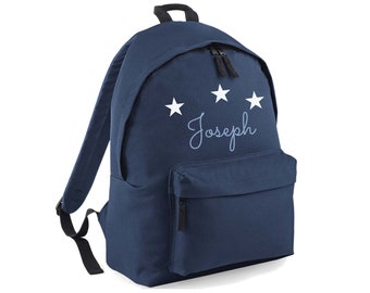 Kids Backpack, School Bag, Personalised, Navy, Stars, Girls Backpack, Boys Backpack, School Rucksack