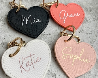 Personalised Keyring, Heart Keychain, Faux Leather