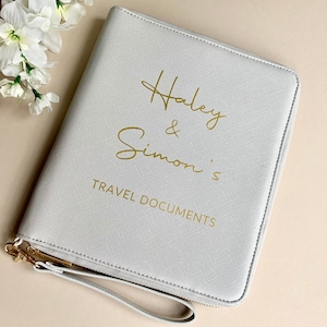 Luxury Personalised Faux Leather Travel Document Holder, Document Wallet, Passport Case, Travel Folder, Organiser