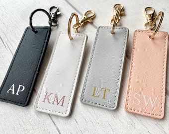 Personalised Initials Keyring, Keychain, Monogram Key Chain, Faux Leather.